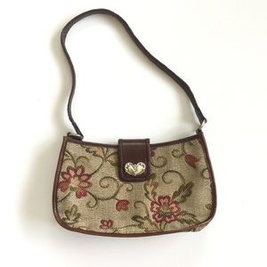 Vintage Fossil Tapestry & Leather Purse Immaculate